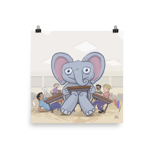 Elephant's First Day of School - Print