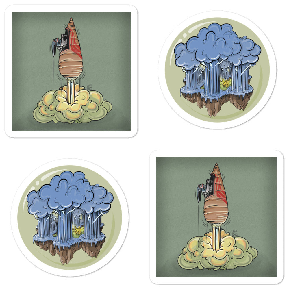 Rusty Rice Rocket Stickers Rocket & Rainforest - Stickers β Keith Ryan Studio